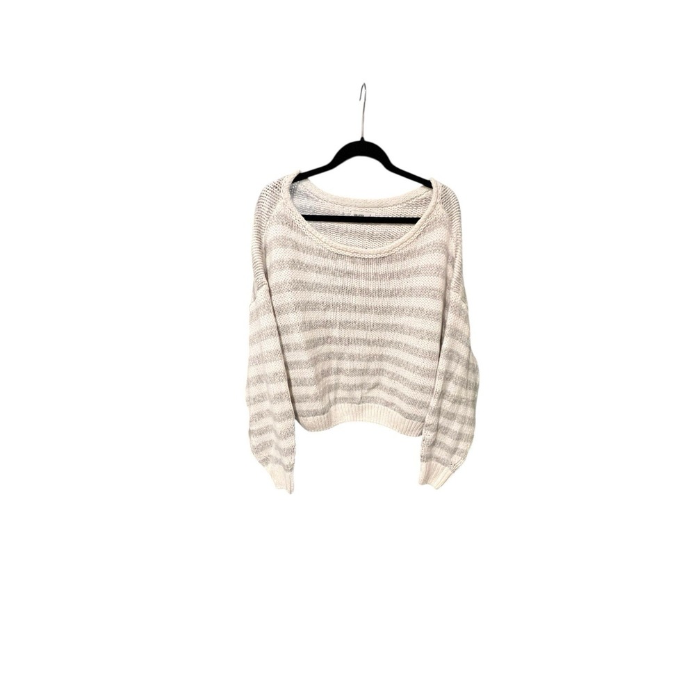 Hollister Sweater Knit Women's Size Medium Long‎ Sleeve Crew Neck Gray Striped